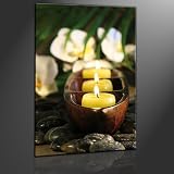 Produkt-Bild: Keilrahmenbild Wellness Kerzen - fertig gerahmt auf Keilrahmen, Qualit&auml;tsware 100% Made in Germany! Unser Service f&uuml;r Sie - 1 Jahres Garantie auf unsere Bilder. Das ideale Geburtstagsgeschenk.