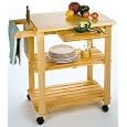Kitchen Cart, Deluxe with Drawer, Cutting Board, Wine Rack, Shelf, Knife Block
