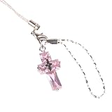 Hand Crafted Cellular Phone Charm - Cross Crystal - Pink