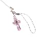 Hand Crafted Cellular Phone Charm - Cross Crystal - Pink