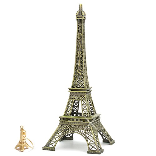 Metal Eiffel Tower Replica Statue of Paris 12 inch Eiffel Tower Statues for Home, Office and Parties (comes with gold Eiffel Tower Key chain)