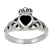 Sterling Silver Claddagh Ring with Black Onyx