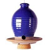 Beehive Bird Seed Feeder - Handthrown Stoneware Pottery, Royal Blue