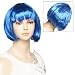 Rosallini Blue Synthetic Fiber Hairpiece Bob Hairstyle Shrot Full Wig