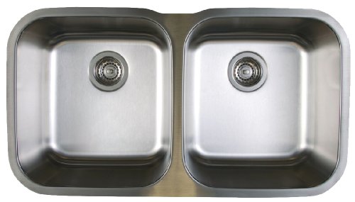 Blanco BL441020 BlancoStellar 8-Inch Equal Double Bowl Sink, Refined Brushed