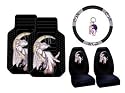 Jessica Galbreth Fairy 6pc Combo Set Front Floor Mats, Seat Covers, Steering Wheel Cover & Keychain Plus Bonus Matching Decal
