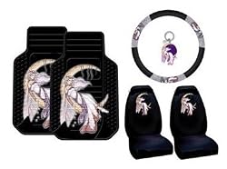 Jessica Galbreth Fairy 6pc Combo Set Front Floor Mats, Seat Covers, Steering Wheel Cover & Keychain Plus Bonus Matching Decal