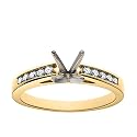 18k Yellow Gold Channel Set Round Brilliant Diamond Engagement Ring Setting (1/4 ct tw, I, I1)