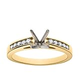 14k Yellow Gold Channel Set Round Brilliant Diamond Engagement Ring Setting (1/4 ct tw, I, I1)