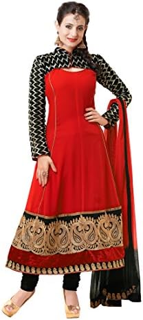 Indian Designer Georgette Red Embroidered Salwar Kameez