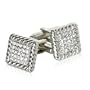 Ribbed Silver Square Cufflinks Featuring CZ Cubic Zirconia with Gift Box
