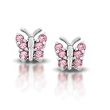 14k White Gold Pink Tourmaline Butterfly Earrings