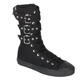 Buy MENS Black Canvas Casual Calf Sneaker Boot Chuck Taylor Style With 3 Buckle by Unknown