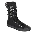 MENS Black Canvas Casual Calf Sneaker Boot With 3 Buckle Punk Rocker Emo