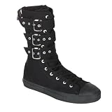 41EJVivhgKL. SL160  MENS Black Canvas Casual Calf Sneaker Boot With 3 Buckle Punk Rocker Emo