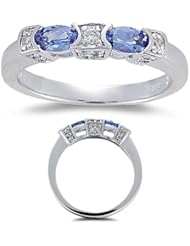 0.12 Cts Diamond & 0.46 Cts Tanzanite Ring in 14K White Gold