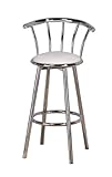 Poundex Swivel Bar Stools, White/Silver, Set of 2