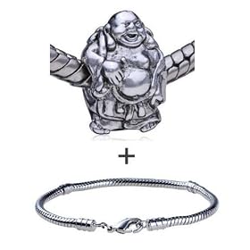 Laughing Buddha Pattern European Charm Bead Bracelet Religious