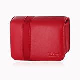 Leather Pouch Protective Carrying Camera / Electronics / PDA / GPS / Cell Mobile Phone Case for Casio Exilim EX-Z16 Sony Cyber-shot DSC-TX7 Canon PowerShot S95 A3100IS Nikon COOLPIX L22 Sony Cyber-shot DSC-TX7 Panasonic Lumix DMC-FH20 DMC-F2K Kodak EasyShare C182 HP CW450A - RED
