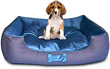 Petories Dreamy Soft and Cozy Pet Bed Blue 28" x 23" x 7" (Medium)