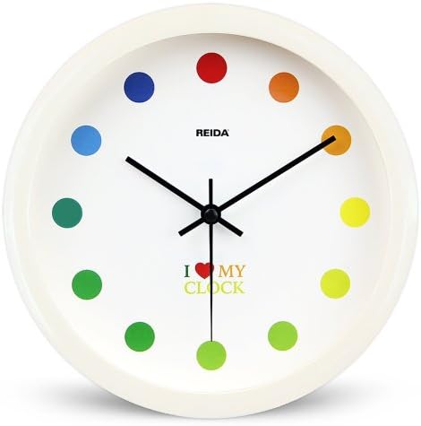JustNile Round 8-inch Non Ticking Wall Clock - White Frame Polka Dot