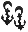 Organic Hand Carved Anchor Horn Plugs - 8 Gauge - 35mm x 69mm - Sold as a Pair