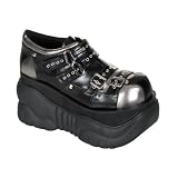 DEMONIA BOXER-06 by Pleaser Mens Shoes 4 Platform Sneaker Boots Black Leather Pewter Sexy by Demonia