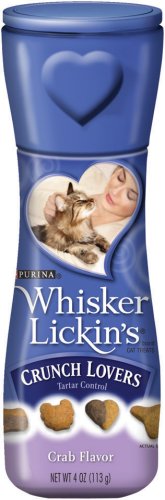 Whisker Lickins Crunch Lovers Cat Treats Crab Flavor, 4-Ounce Canister (Pack of 10)