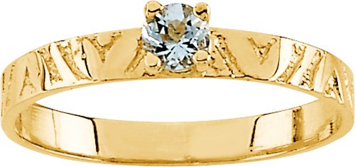 14 Karat Yellow Gold Children's Genuine Aquamarine March Birthstone Ring