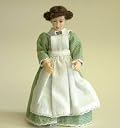 Heidi Ott Dolls House Doll, Maid in Green/White