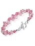 SCBR011 .925 Sterling Silver Pink and Clear Austrian Swarovski Crystals 7.5" Bracelet Toggle Clasp MADE WITH SWAROVSKI ELEMENTS