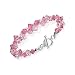 SCBR011 .925 Sterling Silver Pink and Clear Austrian Swarovski Crystals 7.5" Bracelet Toggle Clasp MADE WITH SWAROVSKI ELEMENTS