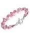 .925 Sterling Silver Pink And Clear Austrian Swarovski Crystal Bracelet 8