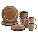 Rachael Ray Cucina Dinnerware 16-Piece Stoneware Dinnerware Set, Mushroom Brown
