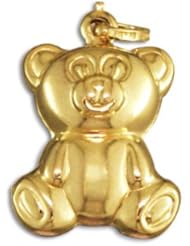 14k Yellow Gold Puffy Tiny Teddy Charm Fashion Pendant