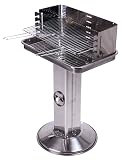 XXL Edelstahl SÄULENGRILL - silber - BBQ Garten Grill - Standgrill - Holzkohlegrill