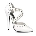6 Inch Sexy Evening Shoe High Heel D'Orsay Pump Crisscross Strap White Patent CLEARANCE