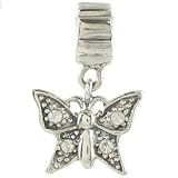 Quiges Beads Sterling Silver Butterfly Bead for Pandora/Troll/Chamilia etc necklaces and bracelets