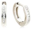 Sterling Silver Channel-Set Diamond Hoop Earrings (1/10 cttw)