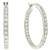 Ladies Pave Diamond Oval Hoop Earrings 2.50cttw