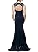 Miusol Women's 1920'S Retro Floral Lace Sleeveless Halter Bridesmaid Long Dress
