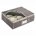 Kitchen & Housewares : China Cup Storage Chest - Deluxe Quilted Microfiber (Light Gray) (12.5"H x 15.5"W x 5"D)