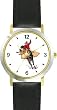 Cowboy on Bucking Bronco Horse - WATCHBUDDY&reg; DELUXE TWO-TONE THEME WATCH - Arabic Numbers - Black Leather Strap-Children's Size-Small ( Boy's Size & Girl's Size )