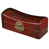 Handmade Red Leather Painted Butterfly & Flower Saddle-Lid Storage / Gift Box