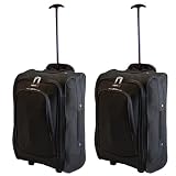 Set of 2 More4bagz Lightweight Hand Luggage Travel Holdall Baggage Wheeled Suitcase Cabin Approved Flight Bag – Fits Ryanair Easyjet And Many More – 1.5kg – 42 Litres (Black)