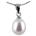 Freshwater Cultured Oval Shape 7-8mm White Pearl Pendant, 16