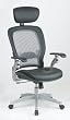 Air Grid Back Executive Leather Chair with Adjustable Headrest and Platinum Finish Metal Base By Office Star