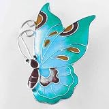 Silver Turquoise Enamel Butterfly Pin