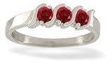 14K White Gold Genuine Round Ruby Ring
