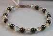 Black Pearls Clear Round Gold Accents Hand crafted Swarovski Bracelet